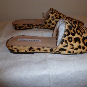 NEW 7 1/2 Leopard Cheetah CHELSEA & VIOLET Cow Hair Mules Dillard's